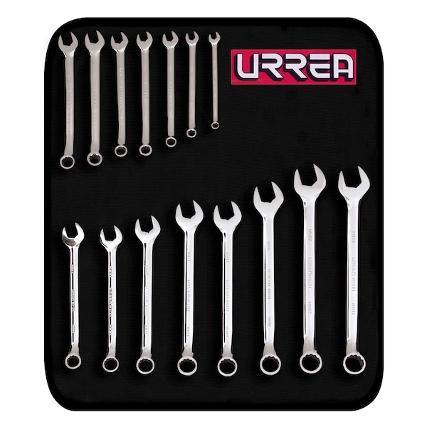 Urrea Full polished 12-pt combination wrench set 15PC mm 1200FM - main